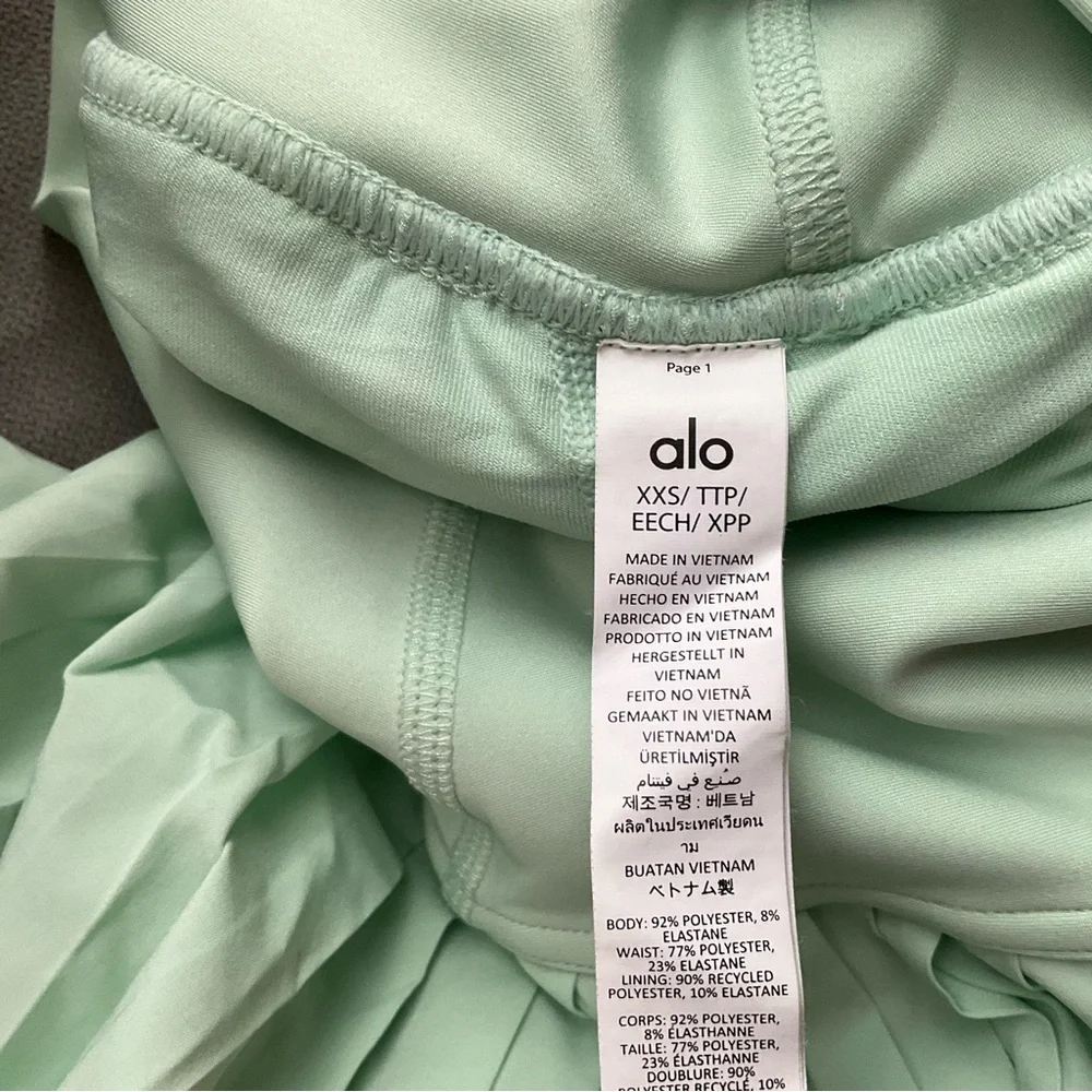 Alo Yoga Grand Slam Tennis Skirt Spearmint XXS